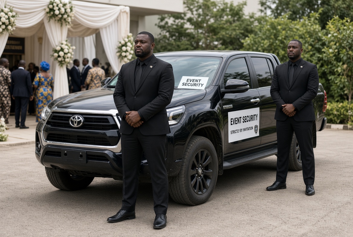 Event security Hilux with bouncers on duty